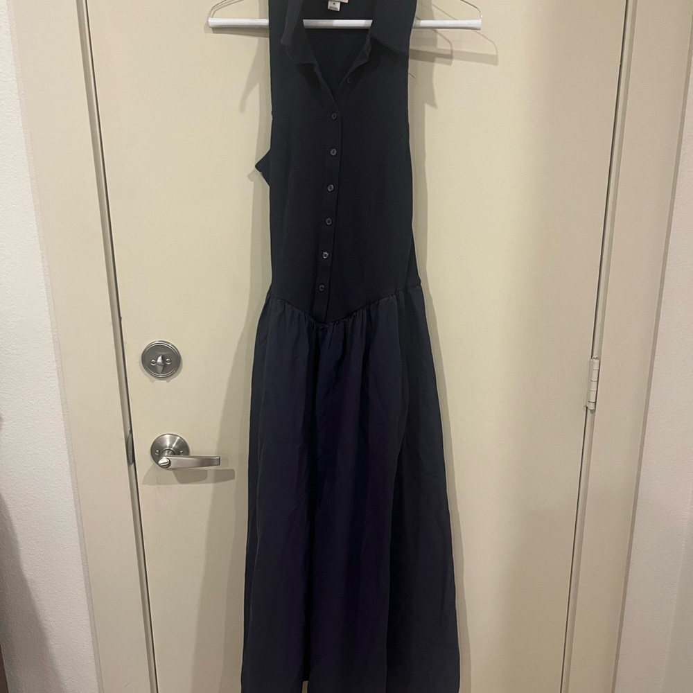 Maeve Anthropologie Sleeveless Collared Drop-Waist Midi Dress